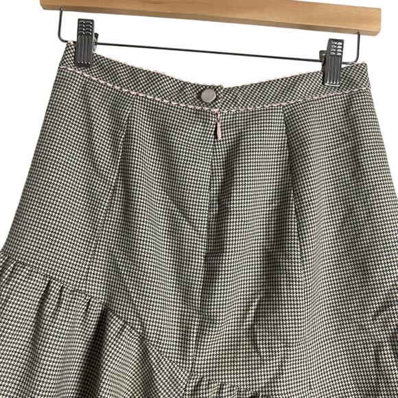 Rebecca Taylor Brown Pink Wool Houndstooth A-Line Knee Length Skirt Size 6 - Picture 8 of 10